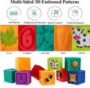 Kingtree Baby Blocks, 9PCS Soft Squeeze Building Blocks Stacking Toys for 6+ Months Babies, Baby Teething Chewing Educational Blocks Set with Numbers Animals Shapes Textures by TinyTreasures Baby Boutique