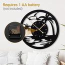 20inches/50cm Wall Clocks Palm Tree Battery Powered No Ticking Silent Round Black Modern Unique Metal Wall Clocks Suitable Living Room Kitchen Bedroom Fireplace Office Farmhouse。 by CozyNest Decor