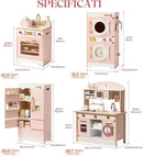 ROBOTIME Wooden Kids Play Kitchen – 4-in-1 Toddler Play Kitchen Set with Fridge, Washer & Dishwasher – Wooden Corner Cooking Playset for Boys & Girls Ages 3+ by TinyTreasures Baby Boutique