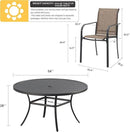 VICLLAX Patio Dining Set for 8, Outdoor Furniture Set Includes 53" Round Patio Table and 8 Patio Sling Chairs, Black Tabletop and Brown Fabric by GreenHaven Gardens