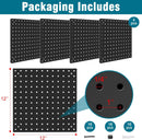 Peg Board,Steel Organization Panels, Ideal for Garage Tool Storage, Office Organization, Craft Room, Kitchen,Pack of 4 (Black, 4-12X12) by GreenHaven Gardens