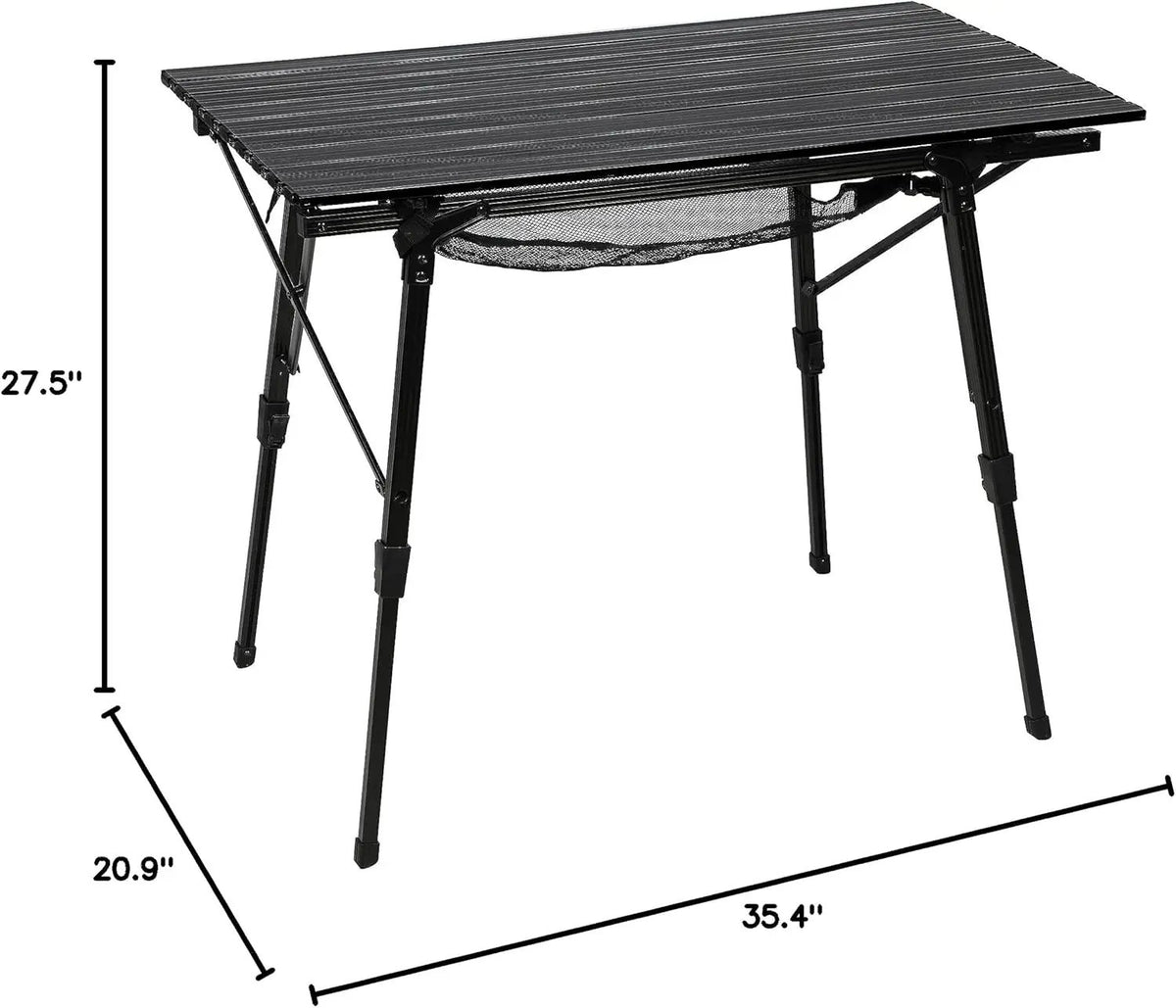 PORTAL Camping Table Foldable Portable with Adjustable Legs, Aluminum Folding Table Roll Up Table with Carrying Bag for Outdoor, Beach, Picnic, Backyards, BBQ and Party, Black, photo 3 of 6