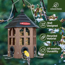 Kingsyard Wild Bird Feeder for Outdoor Hanging, Recycled Plastic Bird Feeders with 6 Ports & U-Shape Perch, Garden Yard Outside Decoration, 3.5 lbs Seed Capacity, Brown by GreenHaven Gardens