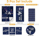 Personalized Crib Bedding Set, 5 Pcs Custom Nursery Bedding Sets with Name, Infant Bedding Set for Baby Boys, Blue Astronaut Double Layer Baby Crib Set, Babies Toddlers Kids Customized Gifts by TinyTreasures Baby Boutique