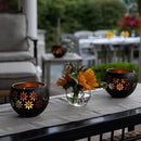5.4” 4-Pack Decorative Metal Solar Patio Light with Flickering Flame, Waterproof Dusk-to-Dawn Garden Lantern, Matte Black by GreenHaven Gardens