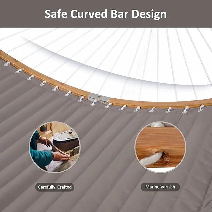 SUNCREAT Hammocks Portable Hammock with Frame, Backyard Double Hammock with Curved Spreader Bar, Brown, photo 4 of 8