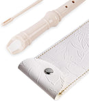 Recorder Instrument for Beginner Kids Adults,8-Hole Soprano Descant Recorder Music Flute with with Cleaning Rod & Leather Case For School Student Home Entertainment(2-Carved White) by TinyTreasures Baby Boutique