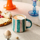 Vibrant Striped Ceramic Coffee Mug - Unique Green Design, 12oz, Microwave & Dishwasher Safe, Perfect for Daily Brews tea or coffee by CozyNest Decor
