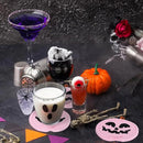 Whaline Halloween Pumpkin Cotton Coasters Pink Pumpkin Face Handmade Braided Drink Coasters Absorbent Cup Mats for Trick or Treat Party Home Table Decor, Set of 4 by CozyNest Decor