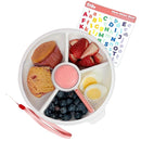GoBe Kids Large Snack Spinner Slide Bundle with Hand Strap and Sticker Sheet - Reusable Snack Container with 4 Compartment Dispenser and Lid | BPA/PVC Free | Dishwasher Safe | No Spill - Coral Pink by TinyTreasures Baby Boutique