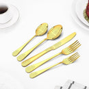 20 Pcs Gold Silverware Set for 4 with Classical Flower Embossed Design, Food Grade Stainless Steel Flatware Set, Eating Utensils Sets Include Fork/Knife/Spoon, Cutlery Set, Dishwasher Safe by CozyNest Decor