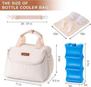 Breastmilk Cooler Bag with Ice Pack Fits 6 Baby Bottles up to 9 Ounce, Wearable Breast Pumps Cooler Bag for Nursing Mom Daycare, Work, Travel- White by TinyTreasures Baby Boutique
