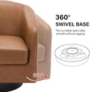 Swivel Barrel Accent Chair, Modern Round Faux Leather Arm Chair for Living Room, Bedroom, Comfy Club Reading Chairs for Adults-Faux Leather, Brown, Set of 1 by CozyNest Decor