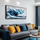 PHAOHUAXM Large Canvas Wall Art For Living Room Wall Decor For Bedroom Ocean Inspiration Wall Pictures Office Mural Decorations Posters Blue Wave Paintings Modern Home Decor Black Framed 24x48 In by CozyNest Decor