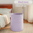 Large Woven Laundry Basket Hamper,100L Cotton Rope Storage Bin for Blankets,Toys and Clothes,Decorative Tall Nursery Hamper for Living Room,Baby Nursery,Bathroom and Bedroom,Purple by CozyNest Decor