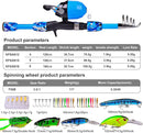 PROBEROS Kids Fishing Pole - Portable Telescopic Fishing Rod and Reel Combo Kit - Spincast Fishing Reel Casting Rods with Lures Lines Tackle Box and Bag for Boys Girls Youth Fishing by TinyTreasures Baby Boutique