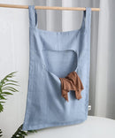 Amazhiyu 100% Linen Door Hanging Laundry Hamper Bag, 19x27 Inches, Steel Blue by CozyNest Decor