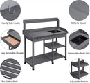 Yaheetech Outdoor Potting Bench Table Potters Benches Garden Workstation for Horticulture with Drawer/Adjustable Shelf Rack/Removable Sink/Hooks/Pads, Gray by GreenHaven Gardens