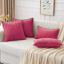 MIULEE Pack of 2 Couch Throw Pillow Covers 18x18 Inch Hot Pink Farmhouse Decorative Pillow Covers with Stitched Edge Soft Chenille Solid Dyed Spring Pillow Covers for Sofa Bed Living Room by CozyNest Decor