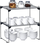 Neudeco Stackable Cabinet Shelf Organizer - 2 Pack Metal Mesh Stacking Shelves for Kitchen, Closet, Bathroom, Countertop and Cabinet -Gray by CozyNest Decor
