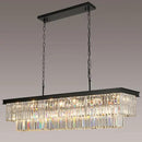 Crystal Chandeliers for Dining Room Light Fixtures Over Table，18-Lights Black Modern Rectangle Chandeliers for Kitchen Island Bar L46 Inch by CozyNest Decor