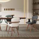 LUNLING Swivel Dining Chairs, Mid Century Modern Black Faux Leather Kitchen Chairs with Arms,Bamboo Legs Side Chairs No Wheels,Accent Chair for Dining Rooms and Offices,1PCS by CozyNest Decor