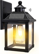 Solar Wall Lights Outdoor, Dusk to Dawn Motion Sensor Lights Waterproof, Solar Porch Lights with 3 Modes & Motion Sensor, Lantern Light Fixture for Patio Garage Entryway Garden by GreenHaven Gardens