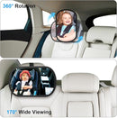Baby Car Mirror, Safety Car Seat Mirror for Rear Facing Infant, Clear Wide View, 360°Rotation, Easily Observe the Baby Move, Secure, Shatterproof, Crash Tested and Certified (2-Pack) by TinyTreasures Baby Boutique