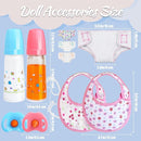 10 Pcs Baby Doll Bottle Feeding Accessories,Baby Doll Pretend Feeding and Caring Set for Kids Girls Ages by TinyTreasures Baby Boutique