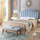 24KF Seaglass Velvet Tufted Queen Upholstered Headboard, Modern Vertical Channel Design California Queen/Full Headboard with Stepped Silhouette Top Edge, Seaglass by CozyNest Decor