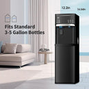 IKT Self-Cleaning Bottom Load Hot and Cold Water Cooler Dispenser with Ice Maker for 5 Gallon Bottle 22lbs Daily Capacity Perfect for Home Black by CozyNest Decor