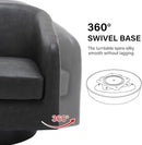 Swivel Barrel Accent Chair, Modern Round Faux Leather Arm Chair for Living Room, Bedroom, Comfy Club Reading Chairs for Adults(Faux Leather, Black Grey, Set of 4) by CozyNest Decor