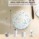 Terrazzo Drink Absorbent Coasters with Holder Set of 6, Ceramic Coaster for Drinks, Coffee Table Decor, Water Absorbing Stone Coaster for Drinks (Confetti) by CozyNest Decor