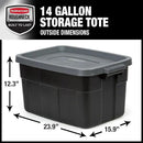 Rubbermaid Roughneck Tote 14 Gal, 6 Pack, Made in USA, Black & Gray, Rugged Plastic Stackable Storage Bins with Lids and Handles by CozyNest Decor