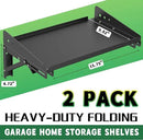 ULIBERMAGNET Garage Folding Storage Rack Shelves,100LB Metal Wall Mounted Adjustable Rail Shelf for Garage,Power Tools,Toolbox,Storage Shelves with Lip for Workshop Kitchen Office (2 Pack) by CozyNest Decor