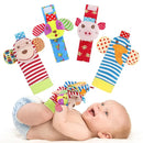 Soft Baby Rattle Toys Foot Finder Socks Wrists Rattles, Ankle Leg Hand Arm Bracelet Activity Rattle, Present Gift for Newborn Infant Babies Boy Girl Bebe 4pcs by TinyTreasures Baby Boutique