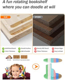 Rotating Bookshelf, 360 Display 2 Tier Floor Standing Bookcase Storage Rack for Kids&Adult, Wood Narrow Book Shelf Organizer for Bedroom, Living Room, Study Room by TinyTreasures Baby Boutique
