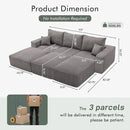Boneless Sectional Cloud Couch Sofa Bed for Living Room, 112" Modular Modern Lounge 3 Seater Sleeper Grey Couches with Chaise, No Assemble, Cordury Compression Upholstered Sofas by CozyNest Decor