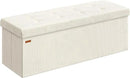 SONGMICS MAZIE Collection - Storage Ottoman Bench, Foldable Foot Rest, 15 x 43 x 15 Inches, End of Bed Bench, Storage Chest, Load 660 lb, Living Room, Bedroom, Entryway, Cream White ULSF604W01 by CozyNest Decor