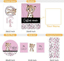 Personalized Baby Bedding Set, 5 Pcs Custom Baby Crib Sets with Name, Toddler Bedding Set for Baby Girls, Pink Leopard Double Layer Nursery Bedding Set, Customized Gifts for Infants Kids by TinyTreasures Baby Boutique