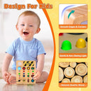 Busy Board Montessori Toys for Toddler, Wooden Sensory Board Switch Toy with Shape Sorter LED Light Up Toys Educational Plane Travel Activity for Girls & Boys by TinyTreasures Baby Boutique