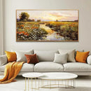 PHAOHUAXM Large Canvas Wall Art For Living Room Wall Decor For Bedroom Watercolour Painting Office Decoration Countryside Sunrise Scenery Wall Picture Home Decor Ready To Hang 30x60 In Wood Framed by CozyNest Decor