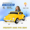 12V Kids Electric Car, Power Wheels with Remote Control, Ride on Car Toys with LED Light, 3 Speeds, Music, Yellow by TinyTreasures Baby Boutique
