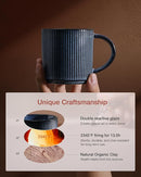 famiware Coffee Mug Set for 6, Star 12 oz Catering Mugs Cup Set with Handle for Coffee, Tea, Cocoa, Milk - Ceramic Stoneware Drinkware Set, Nebulas Blue by CozyNest Decor