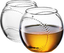 Baseball Round Whiskey Glasses | 10oz Whiskey Glass Set of 2