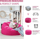 5FT Bean Bag Chair, Large Bean Bag Chairs with Memory Foam Filled, Fluffy Beanbag Sofa with Dutch Velvet Cover, Round BeanBag Chairs for Living Room, Playroom - Pink by TinyTreasures Baby Boutique
