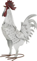 Deco 79 Metal Rooster Decorative Garden Sculpture Garden Statue with Black Texturing and Red Accents, Outdoor Sculpture 15" x 6" x 18", White by GreenHaven Gardens