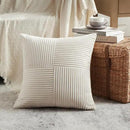 Fancy Homi 2 Packs Boho Cream Decorative Throw Pillow Covers 18x18 Inch for Living Room Couch Bed Sofa, Rustic Farmhouse Home Decor, Soft Corss Corduroy Patchwork Textured Square Cushion Case 45x45 cm by CozyNest Decor