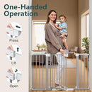 Cumbor 29.7"-51.5" Extra Wide Baby Gate for Stairs, Mom's Choice Awards Winner-Dog Gates for Doorways, Pressure Mounted Walk Through Pet Gate Indoor, Safety Auto-Close Child Gate for Kids, Gray by TinyTreasures Baby Boutique