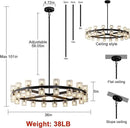 Modern Black Crystal Chandelier,36" K9 Crystal Chandeliers for Dining Room Over Table,Wagon Wheel Chandeliers for Dining Room,Living Room,Foyer,Includes 36XG4 Bulbs by CozyNest Decor